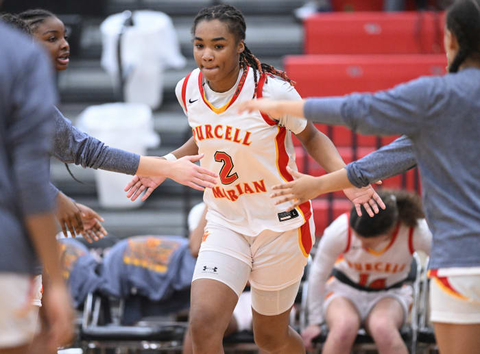 Purcell Marian's Dee Alexander gets introduced during starting lineups against Laurel on January 11, 2023 against Laurel at the Classic in the Country.
